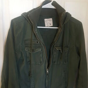 Army green hooded bomber